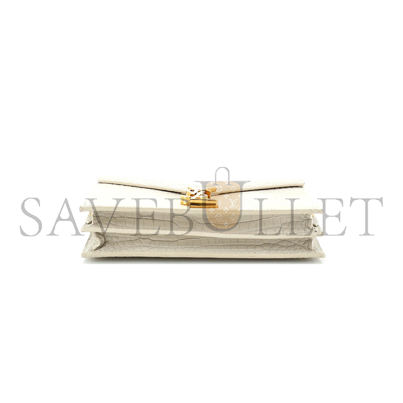 YSL CASSANDRA EMBOSSED CLASP BAG WHITE 532750 (22*16.5*5.5cm)